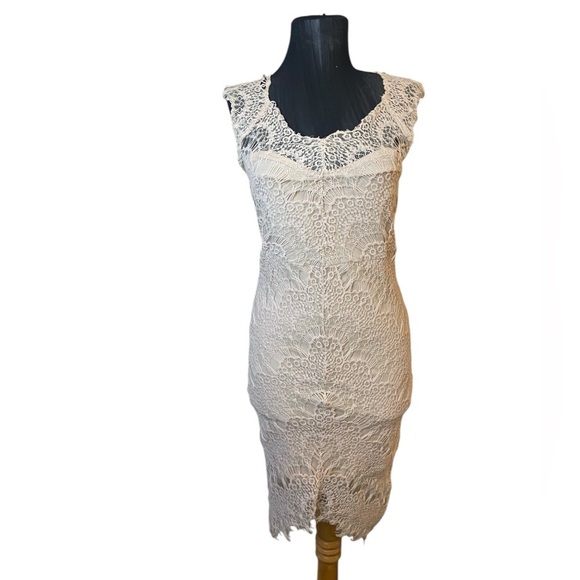 Free People Intimately Peekaboo Ivory Lace Hi-Low Slip Sheath Dress Small - Picture 8 of 15